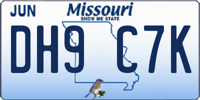 MO license plate DH9C7K