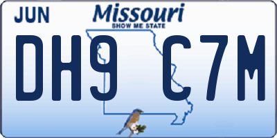 MO license plate DH9C7M