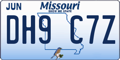 MO license plate DH9C7Z