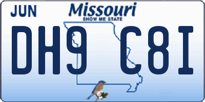 MO license plate DH9C8I