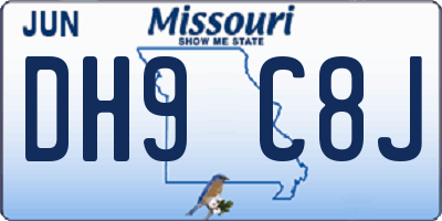 MO license plate DH9C8J