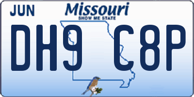 MO license plate DH9C8P