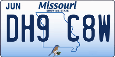 MO license plate DH9C8W