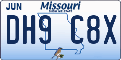 MO license plate DH9C8X