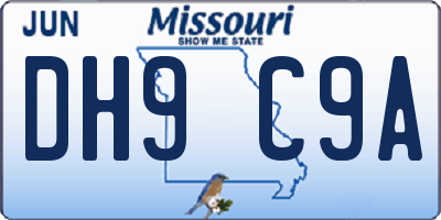 MO license plate DH9C9A