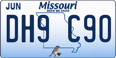 MO license plate DH9C9O