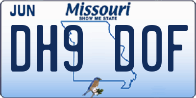 MO license plate DH9D0F