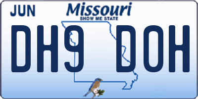 MO license plate DH9D0H