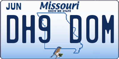 MO license plate DH9D0M