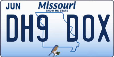 MO license plate DH9D0X