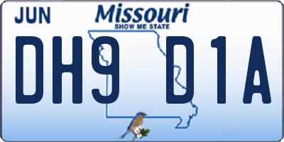 MO license plate DH9D1A
