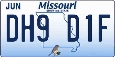 MO license plate DH9D1F