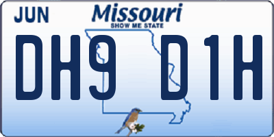 MO license plate DH9D1H