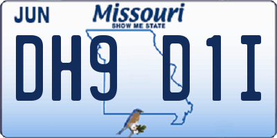 MO license plate DH9D1I