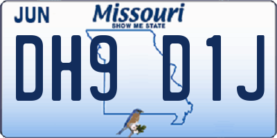 MO license plate DH9D1J