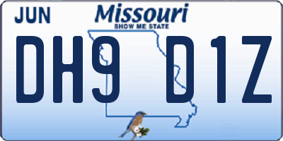 MO license plate DH9D1Z