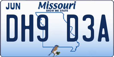 MO license plate DH9D3A