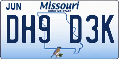 MO license plate DH9D3K