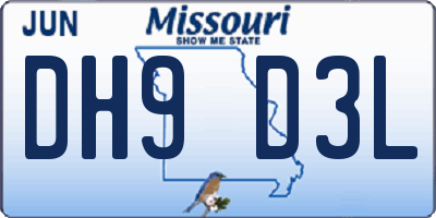 MO license plate DH9D3L