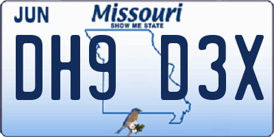 MO license plate DH9D3X