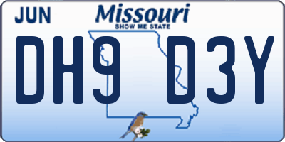 MO license plate DH9D3Y