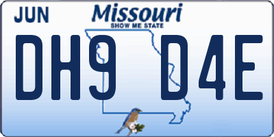 MO license plate DH9D4E