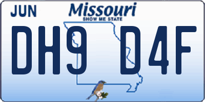 MO license plate DH9D4F
