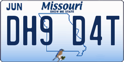 MO license plate DH9D4T