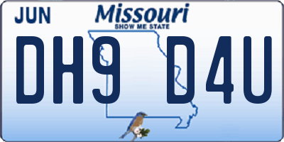 MO license plate DH9D4U