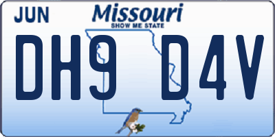 MO license plate DH9D4V
