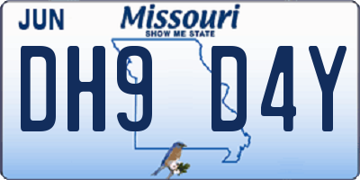 MO license plate DH9D4Y