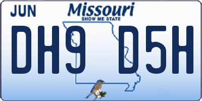 MO license plate DH9D5H