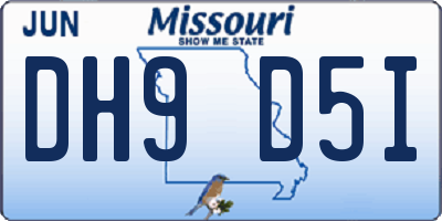 MO license plate DH9D5I