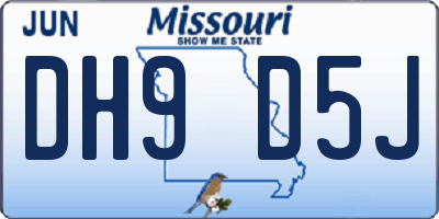 MO license plate DH9D5J