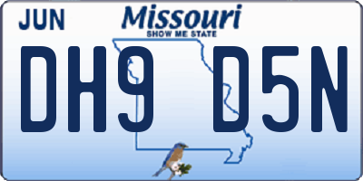 MO license plate DH9D5N