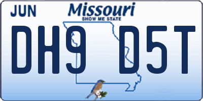 MO license plate DH9D5T