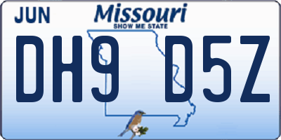 MO license plate DH9D5Z