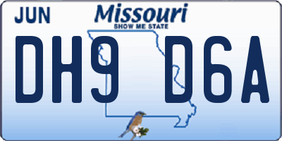 MO license plate DH9D6A