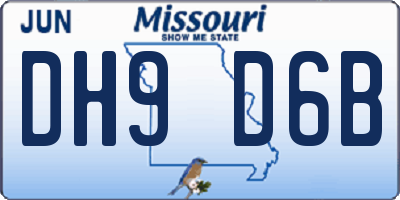 MO license plate DH9D6B