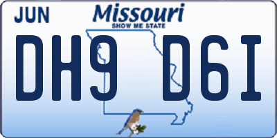 MO license plate DH9D6I