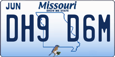 MO license plate DH9D6M