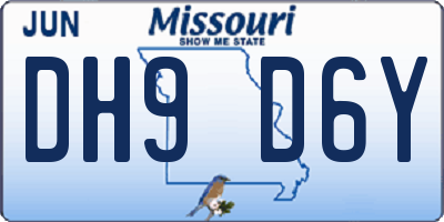 MO license plate DH9D6Y