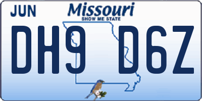 MO license plate DH9D6Z