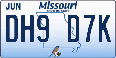 MO license plate DH9D7K