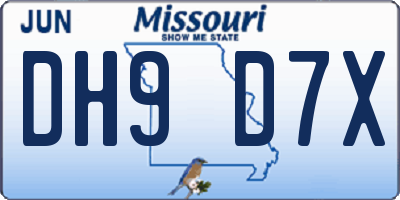 MO license plate DH9D7X