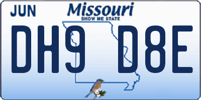 MO license plate DH9D8E