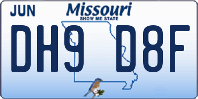 MO license plate DH9D8F