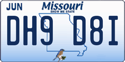 MO license plate DH9D8I