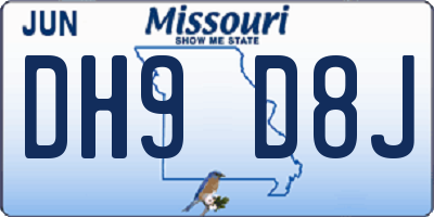 MO license plate DH9D8J