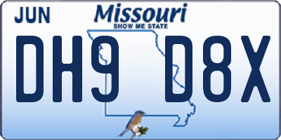MO license plate DH9D8X